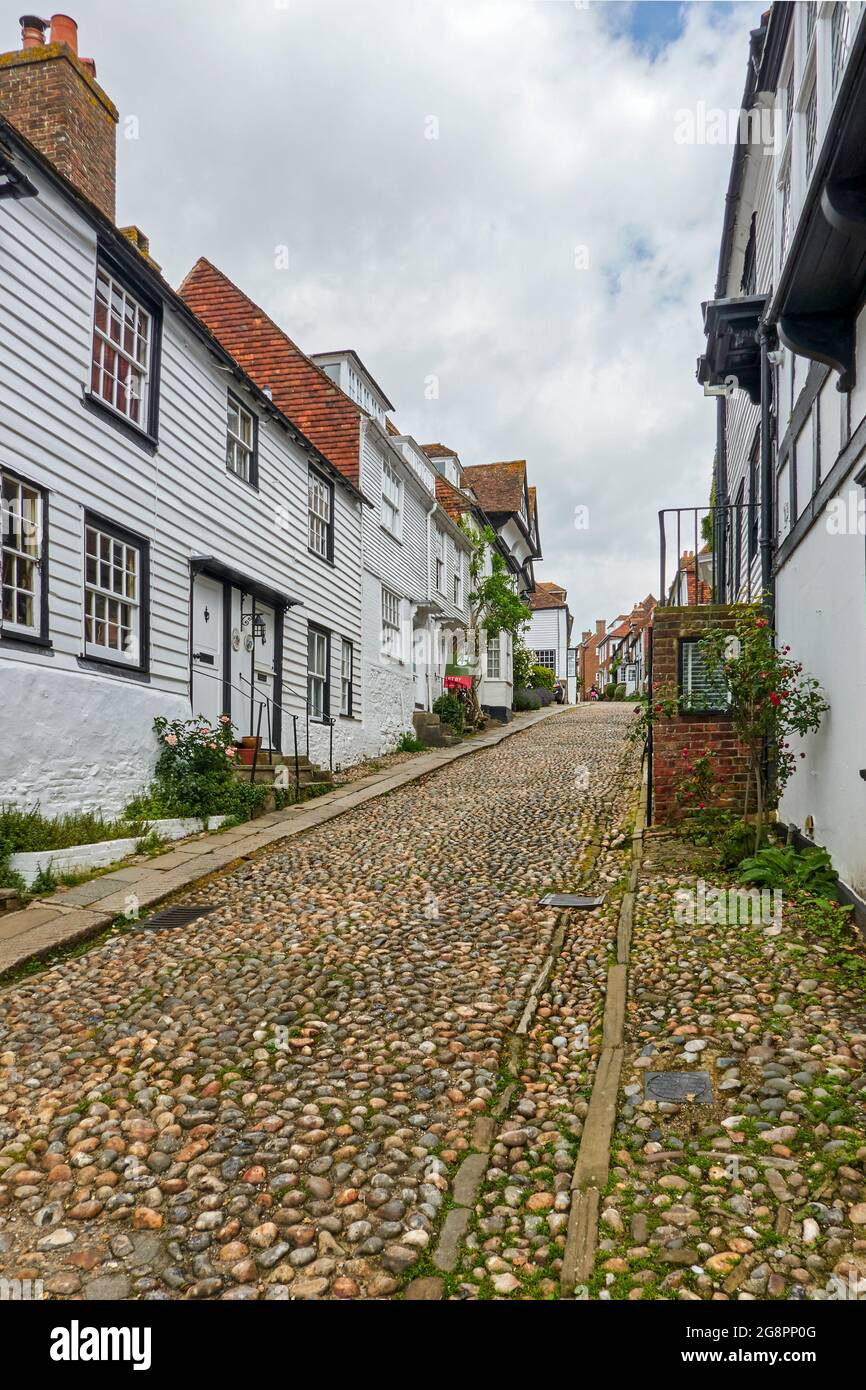 Rye town and Mermaid St in Rother East Sussex a Cinque Port Stock Photo
