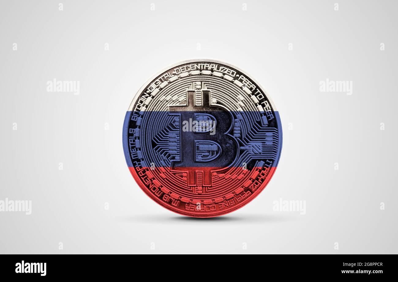 Russia flag on a bitcoin cryptocurrency coin. 3D Rendering Stock Photo -  Alamy