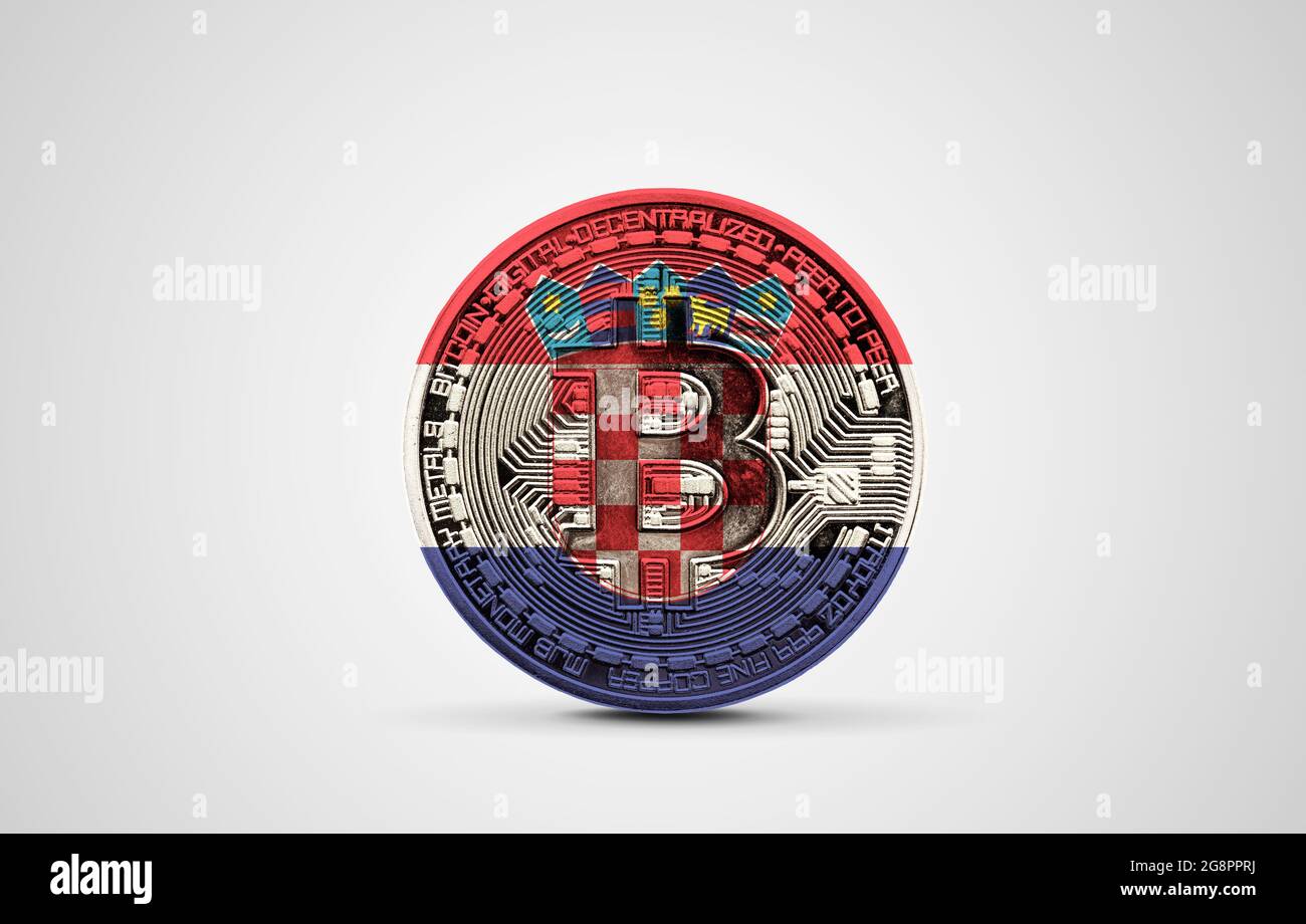 Croatia flag on a bitcoin cryptocurrency coin. 3D Rendering Stock Photo -  Alamy