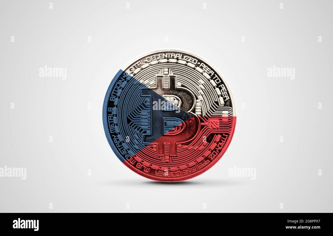 Czech Republic flag on a bitcoin cryptocurrency coin. 3D Rendering Stock  Photo - Alamy