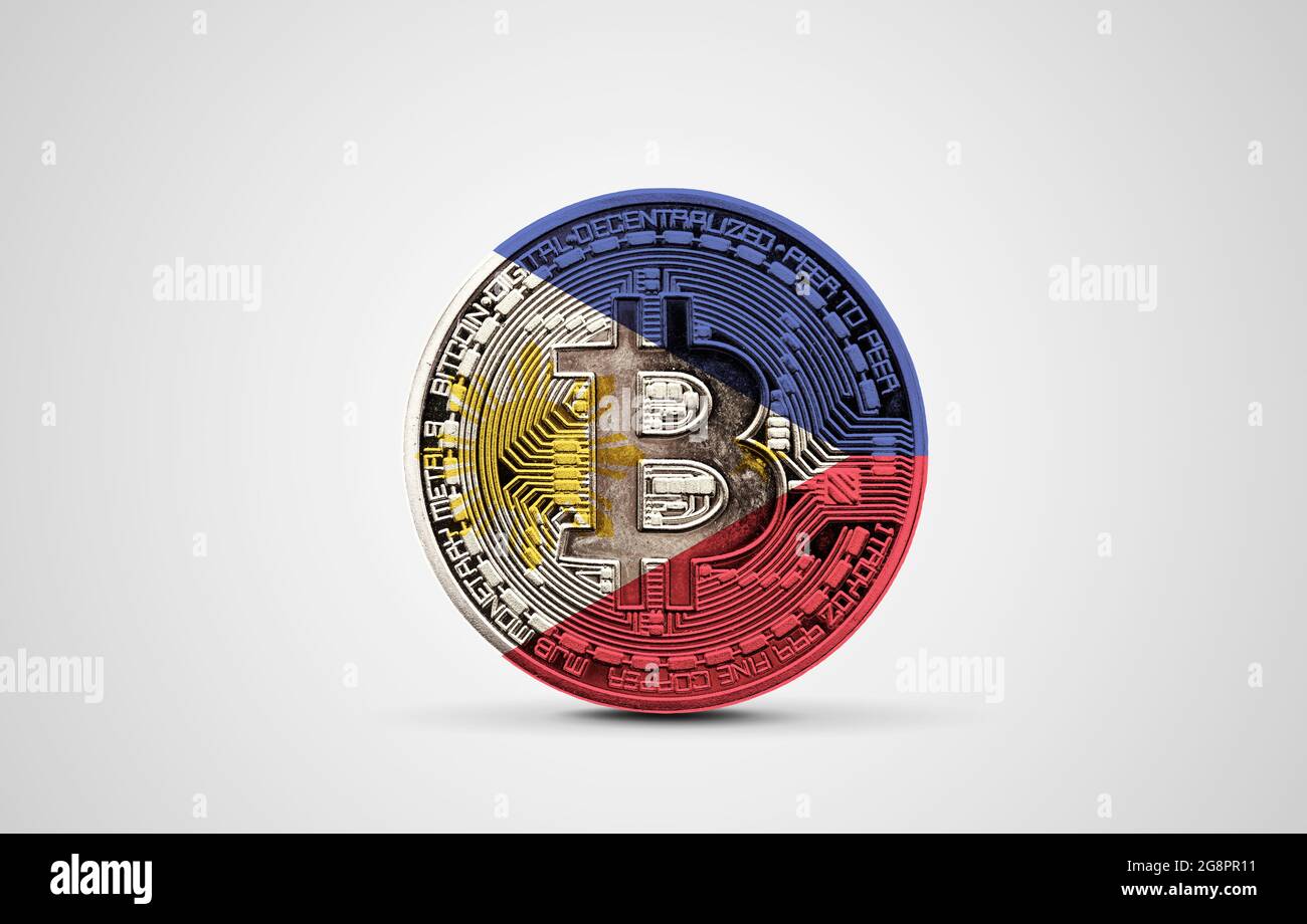 Philippines flag on a bitcoin cryptocurrency coin. 3D Rendering Stock Photo  - Alamy