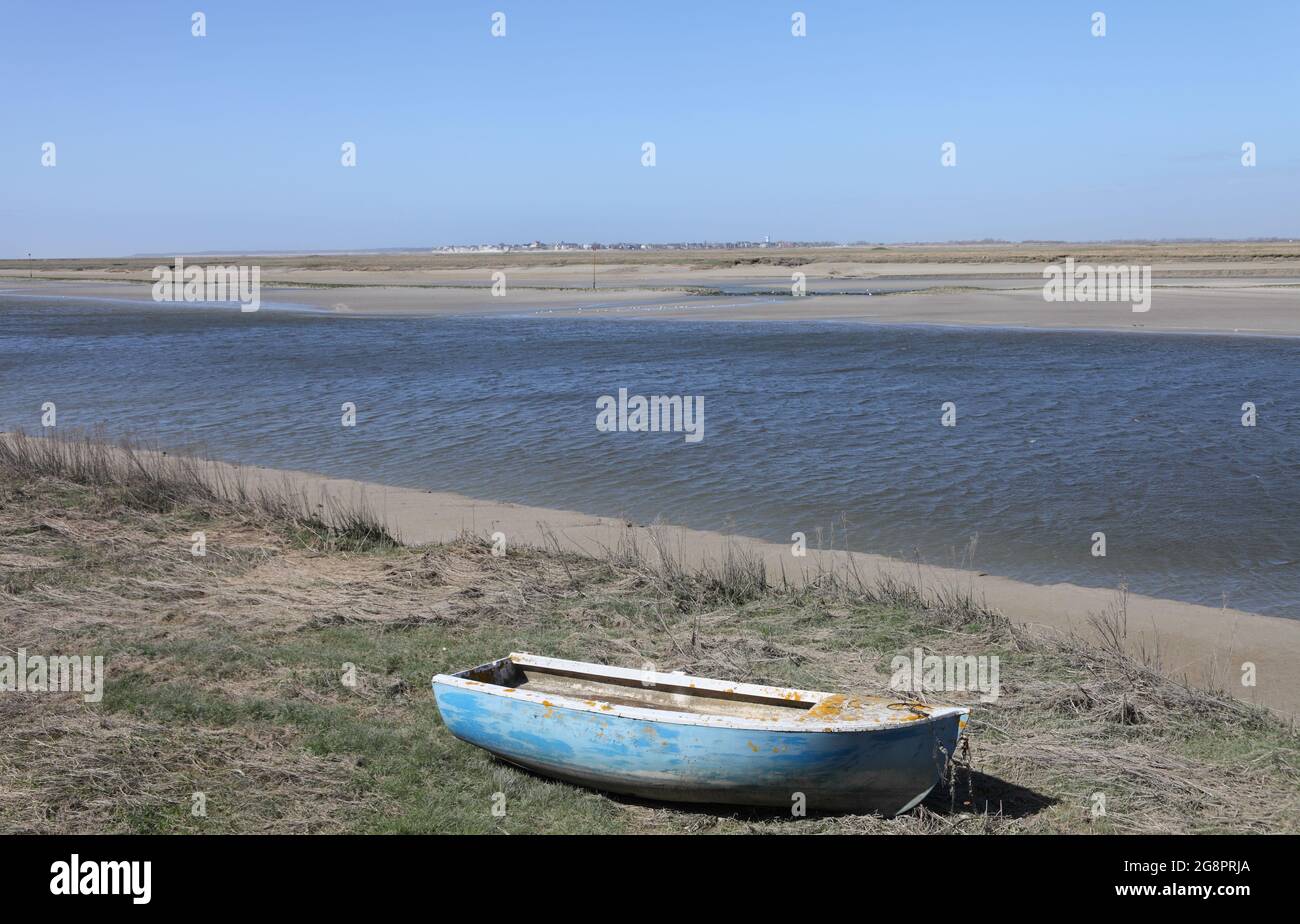 Canal and salt marshes, Somme Bay, designated Grand Site of France, St Valery-sur-Somme, Picardy, France Stock Photo