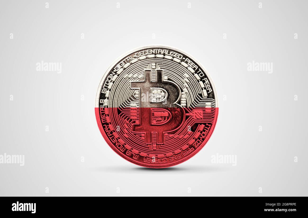 Poland flag on a bitcoin cryptocurrency coin. 3D Rendering Stock Photo -  Alamy