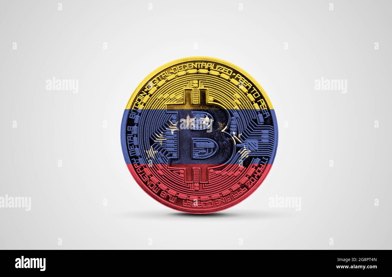 Venezuela flag on a bitcoin cryptocurrency coin. 3D Rendering Stock Photo -  Alamy