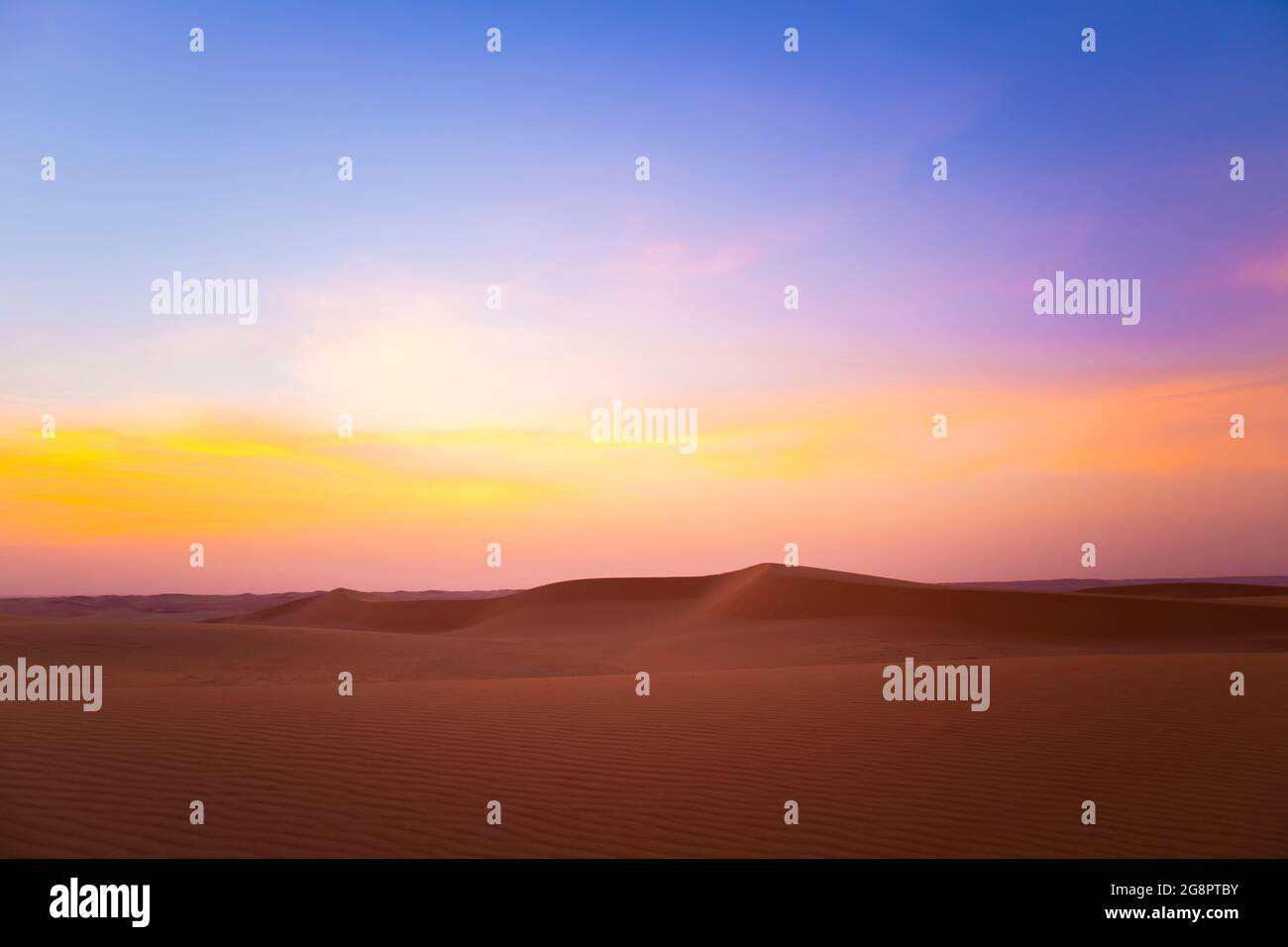 Desert landscape - sand dunes - Beautiful sunset background Stock Photo