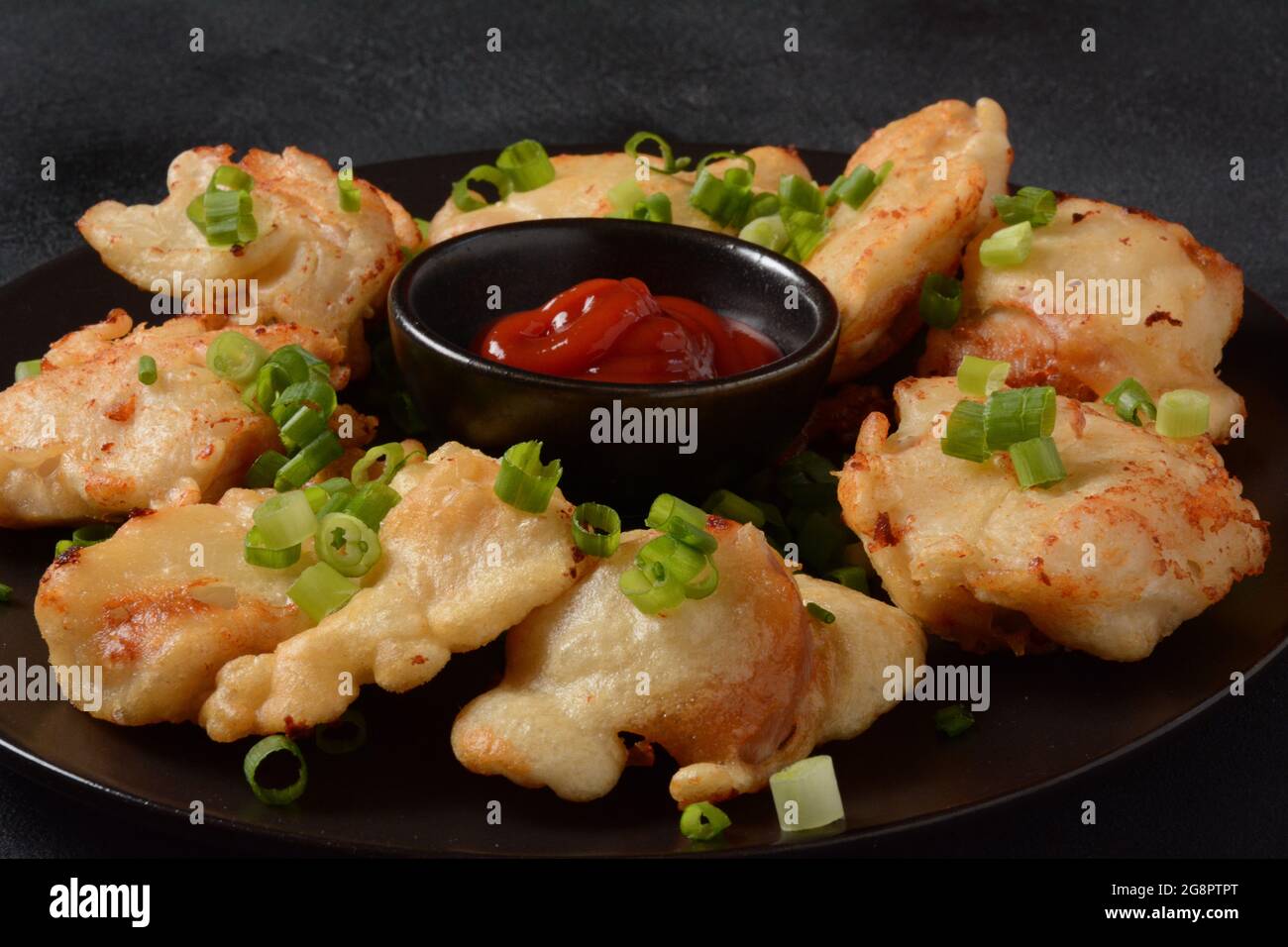 Golden crispy fried chicken fillet. Fried chicken pieces lightly battered, deep fried food Stock