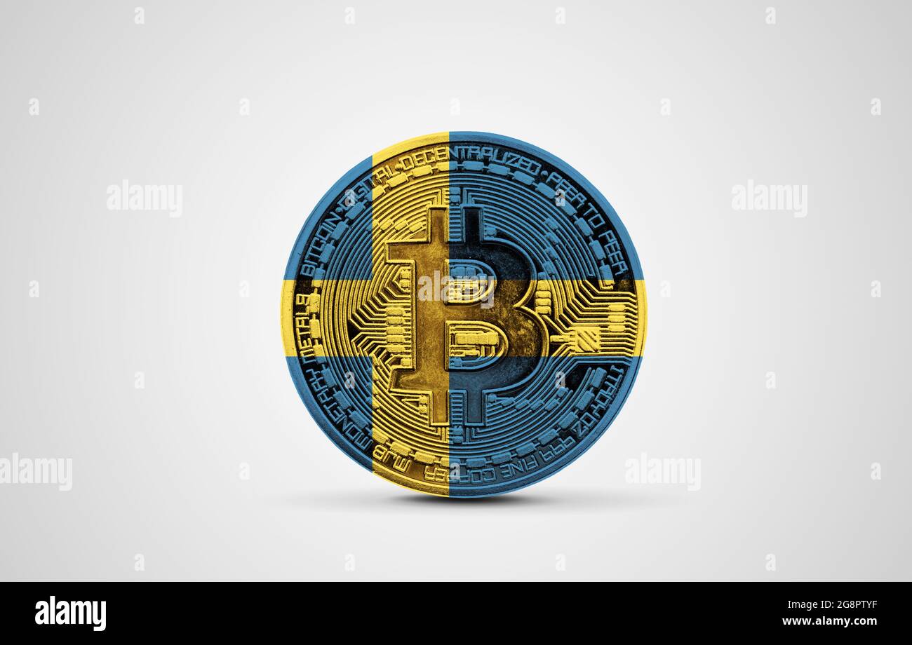 Sweden flag on a bitcoin cryptocurrency coin. 3D Rendering Stock Photo -  Alamy