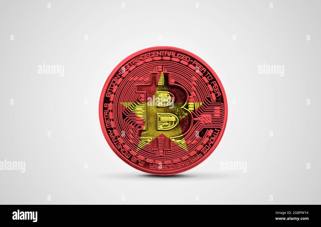 Vietnam flag on a bitcoin cryptocurrency coin. 3D Rendering Stock Photo -  Alamy