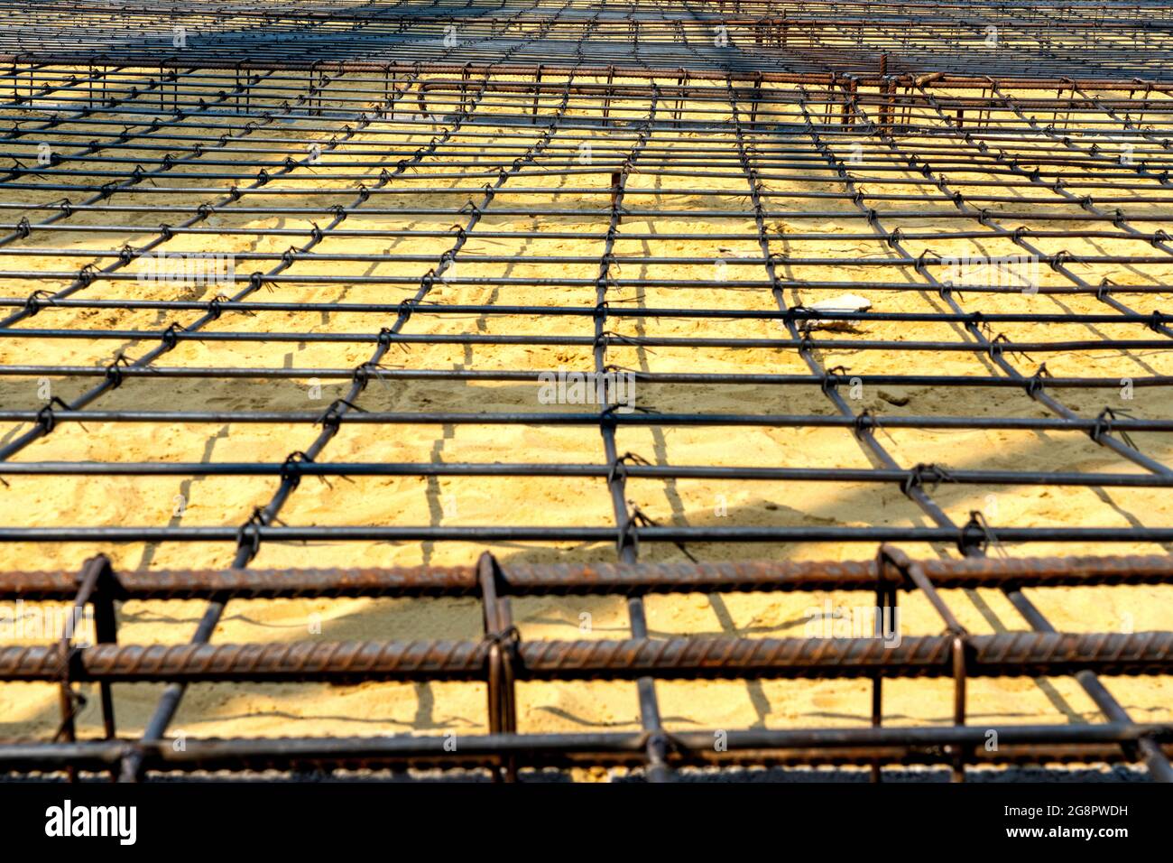 wire Mesh from Cold down steel wire used with Concrete Construction. Stock Photo