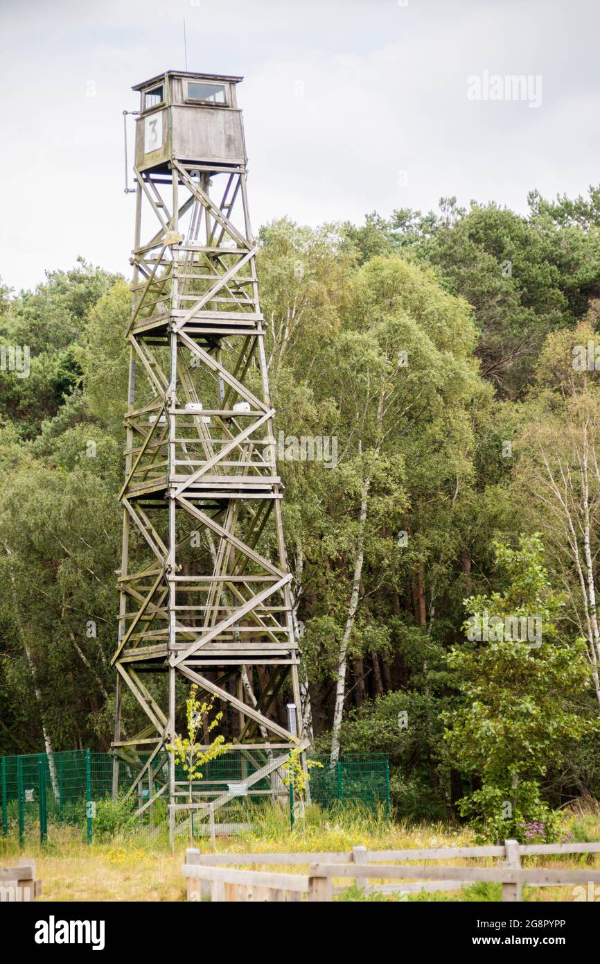 An old fire lookout tower located in Buckler's Forest Crowthrone, Southern United Kingdom Stock