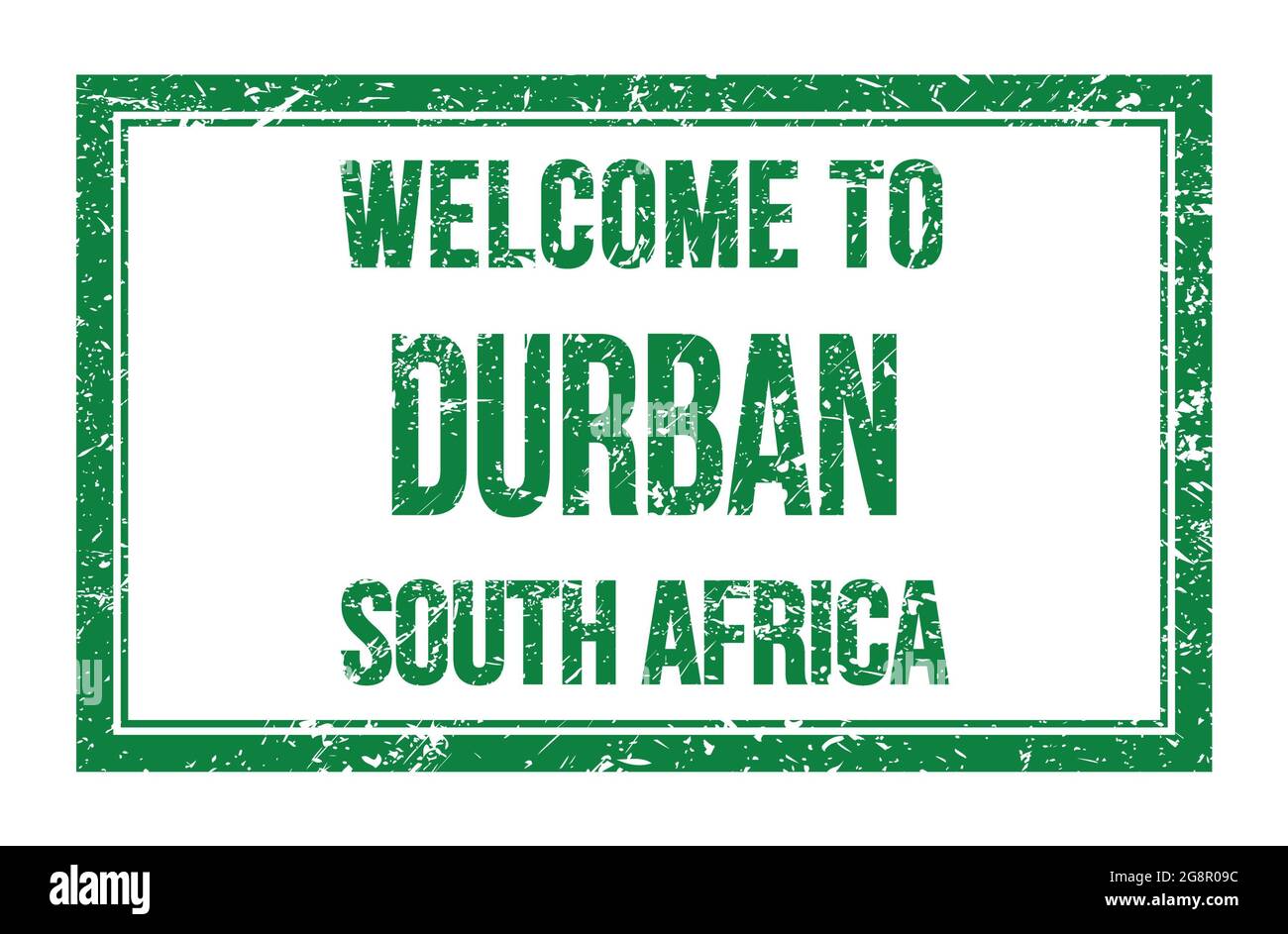 TO DURBAN SOUTH AFRICA, words written on green rectangle post