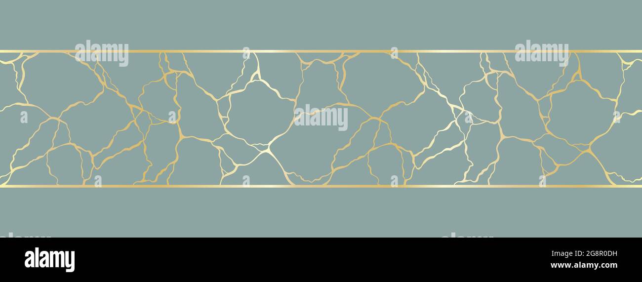 Abstract hand drawn seamless pattern, kintsugi background with gold ...