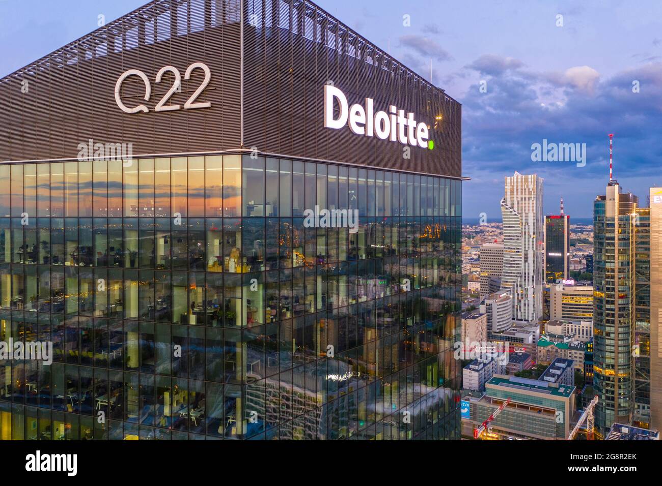 Aerial view of Q22 Deloitte office building at sunset Stock Photo - Alamy