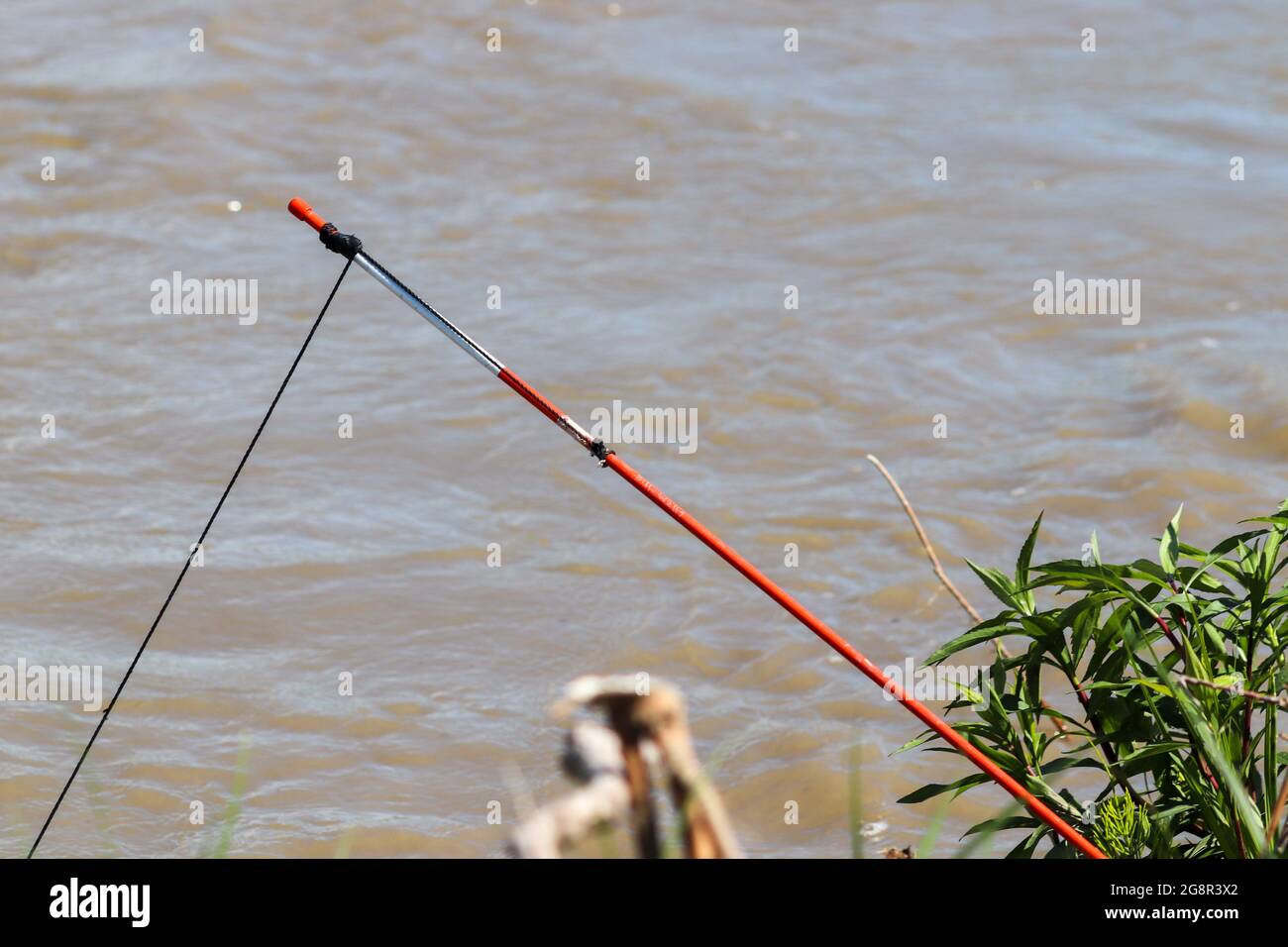 Catfish with Set line fishing alone the Niobrara River in Nebraska