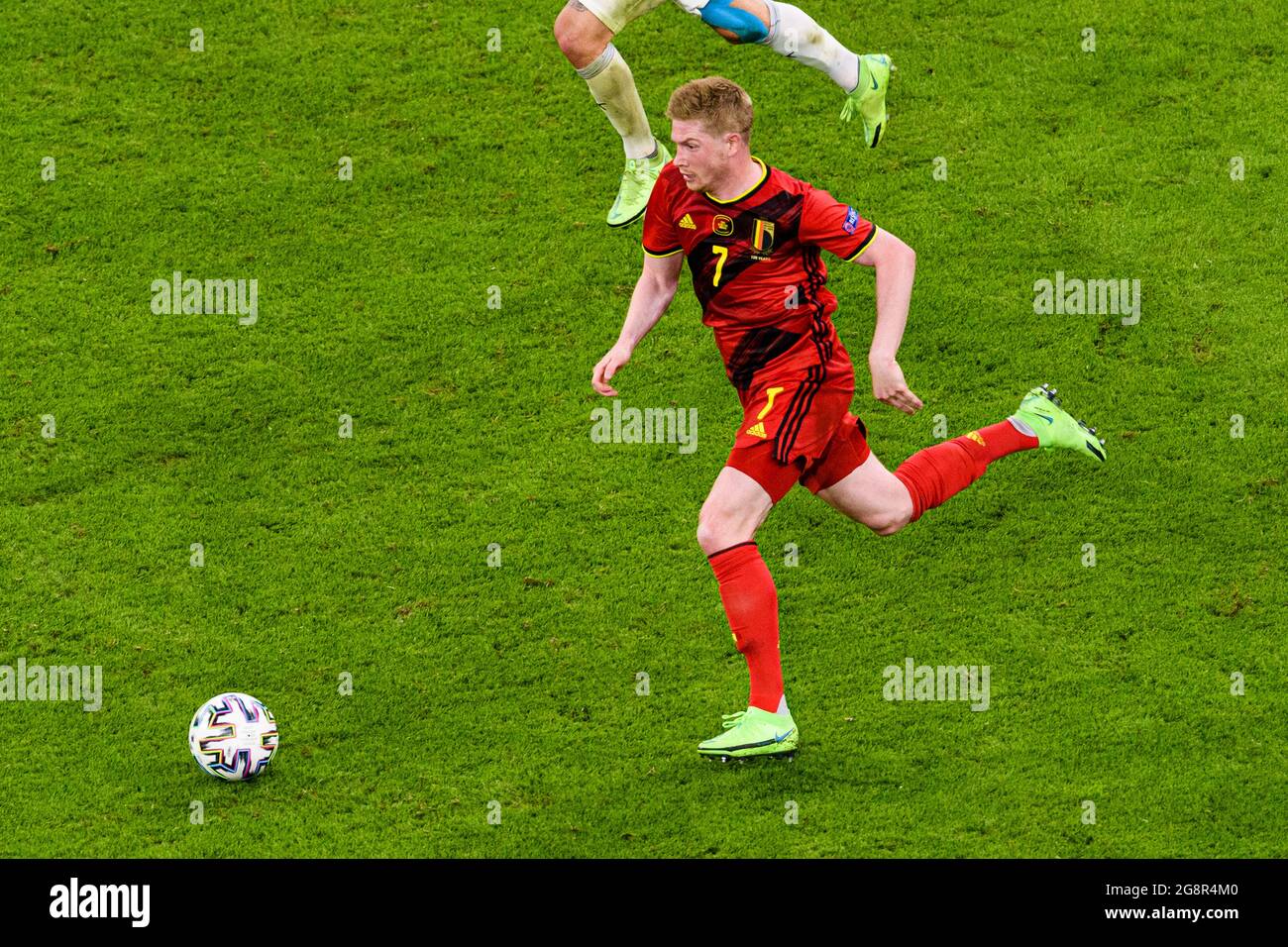 Munich, Germany - 02 July: Kevin De Bruyne of Belgium runs with the ball during the UEFA Euro 2020 Championship Quarter-final match between Belgium an Stock Photo