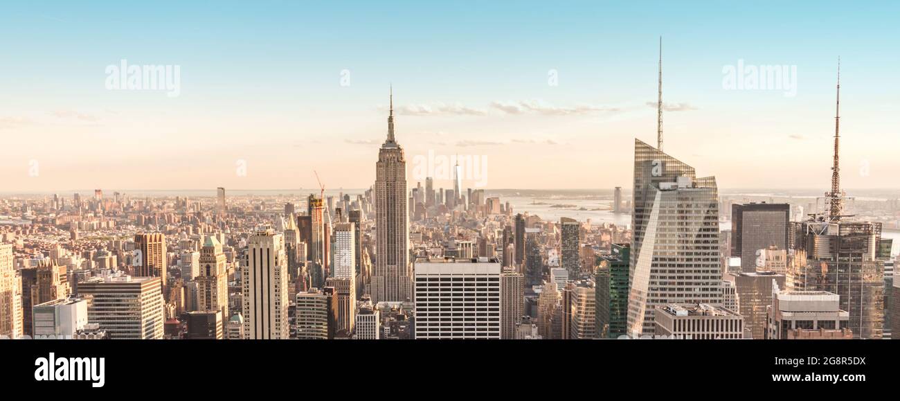 New York City Manhattan midtown aerial panorama view with skyscrapers ...