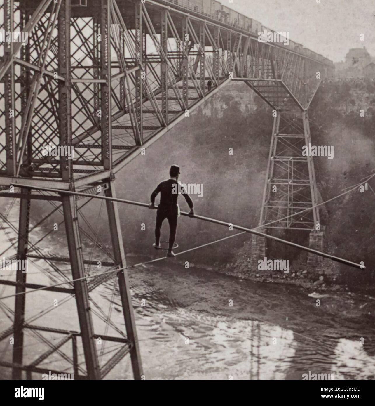 Dixon crossing Niagara below the Great Cantilever Bridge, USA, 1895 Stock Photo