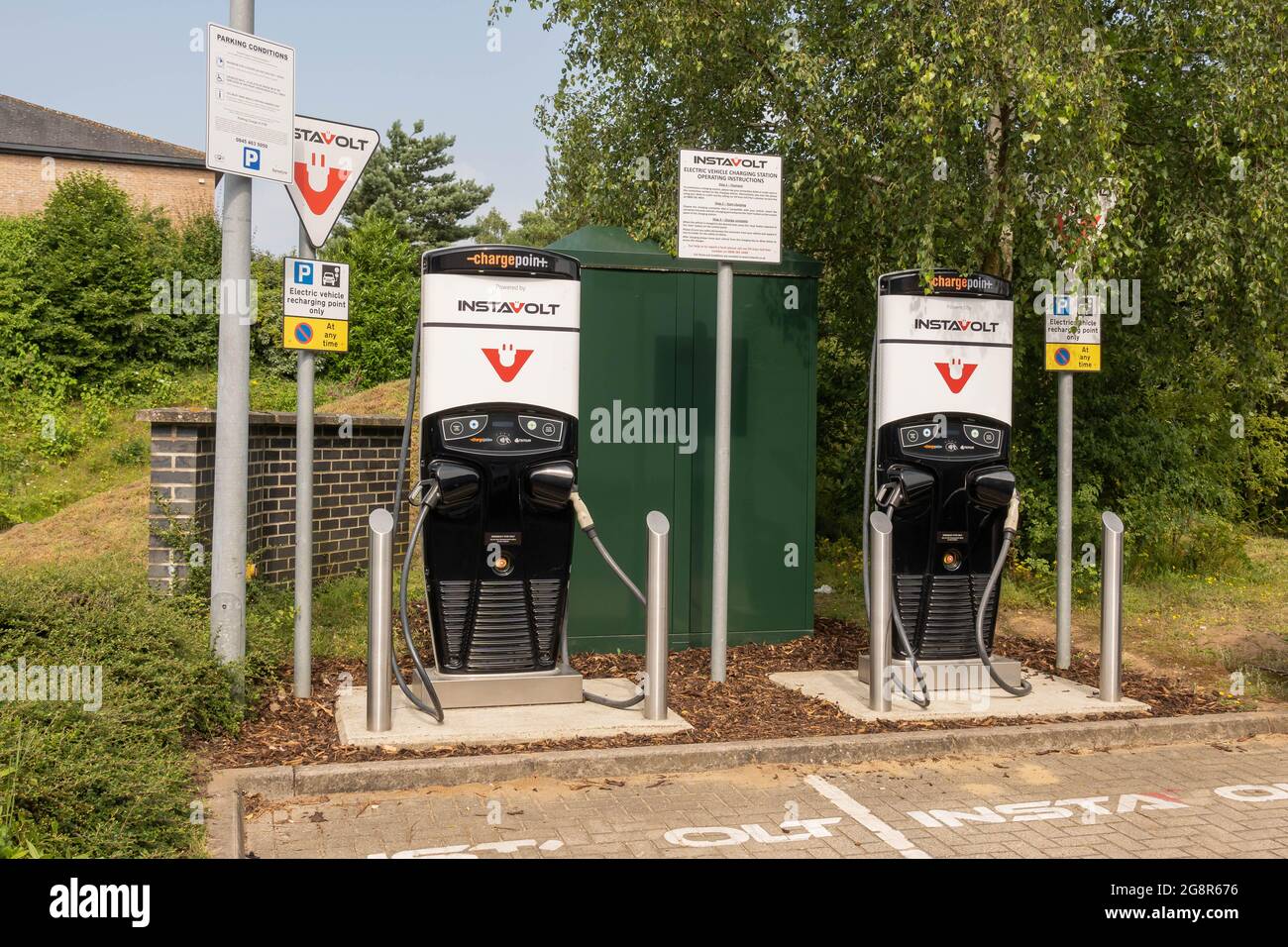 Instavolt electric  charging points at various charging stations in Norfolk UK Stock Photo