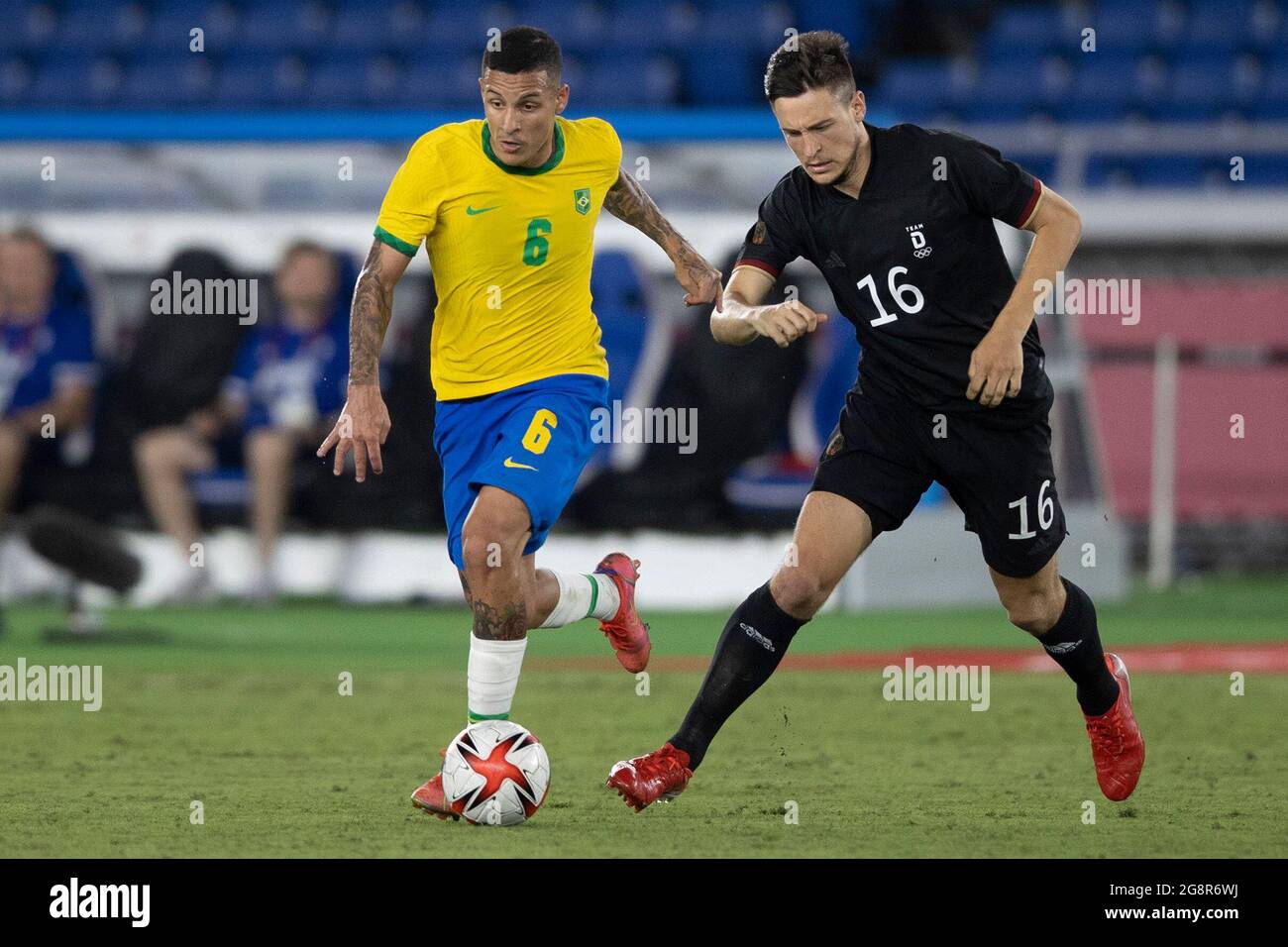 Yokohama, Japan. 22nd July 2021. T'QUIO, TO - 22.07.2021: OLYMPIC GAMES  TOKYO 2020 2021 TOKYO - Dani Alves do Brasil during the soccer game between  Brazil and Germany at the Tokyo 2020