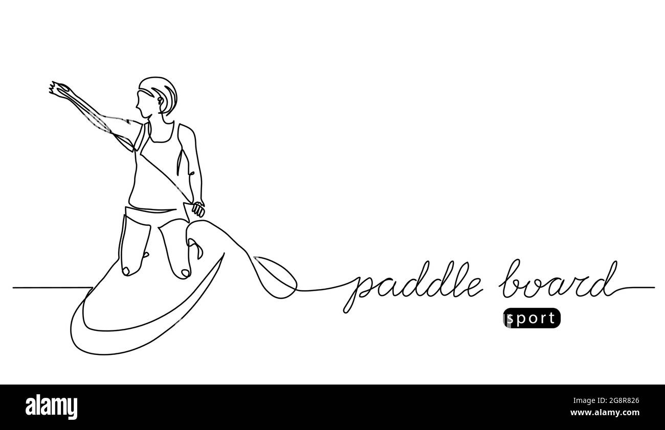 Paddle board vector illustration. One line drawing art with lettering paddle  board Stock Vector Image & Art - Alamy