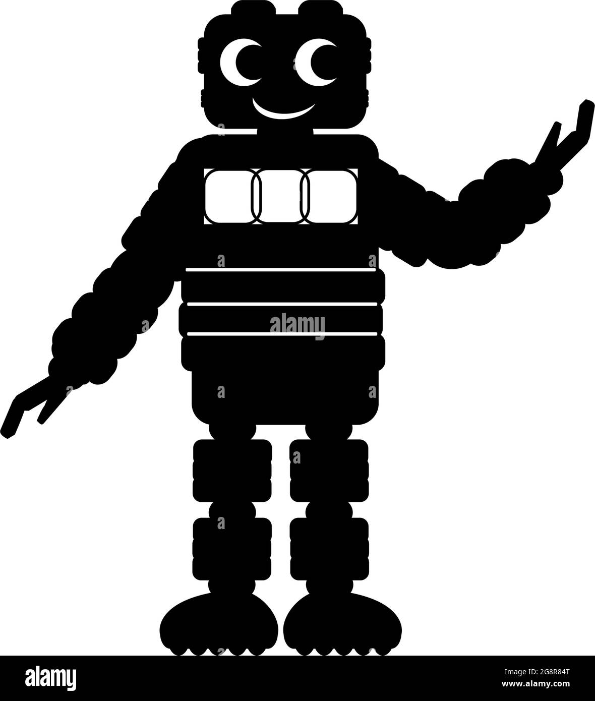 Silhouette cute robot. Chatbot helping solve problems. Modern technology robotics. Illustration icon logo symbol Stock Vector