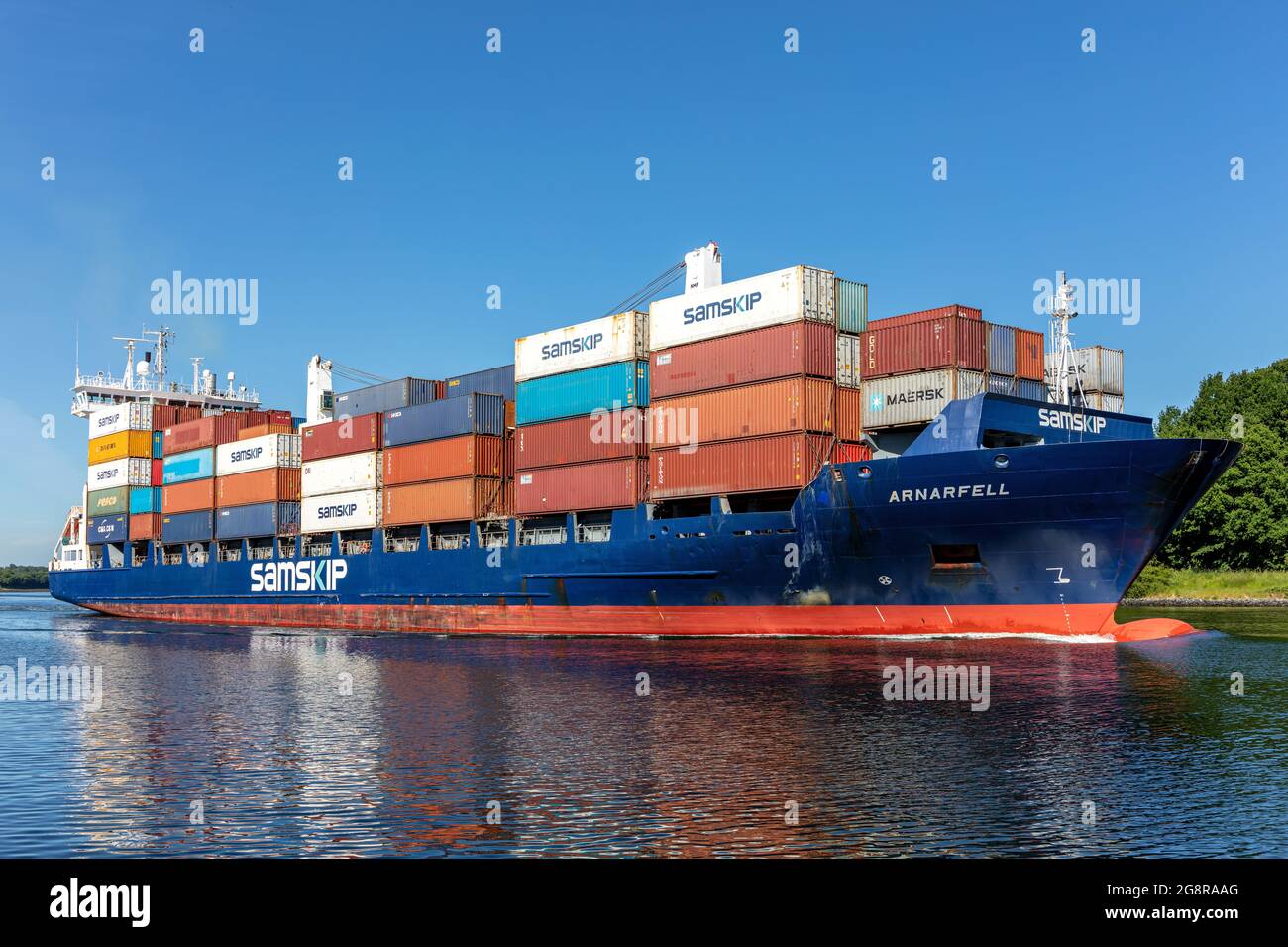 Samskip container ship ARNARFELL in the Kiel Canal Stock Photo