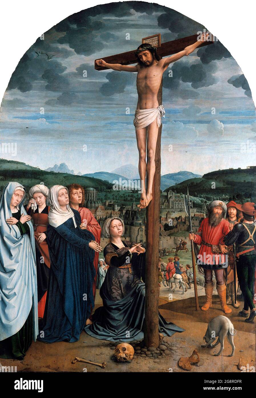 Christ on the Cross by Gerard David (1460-1523), oil on oak panel, c. 1515 Stock Photo