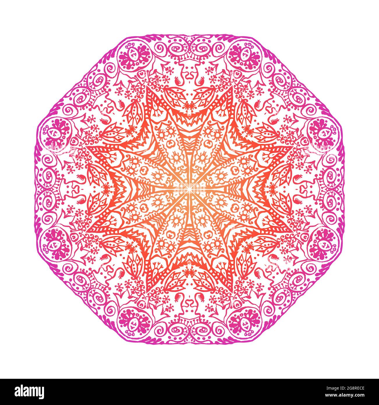 Colorful lacy zen doodle mandala on white Stock Vector
