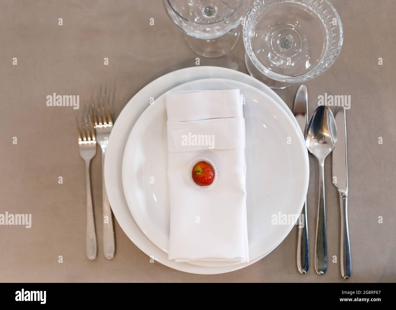 stylish festive wedding table set Stock Photo