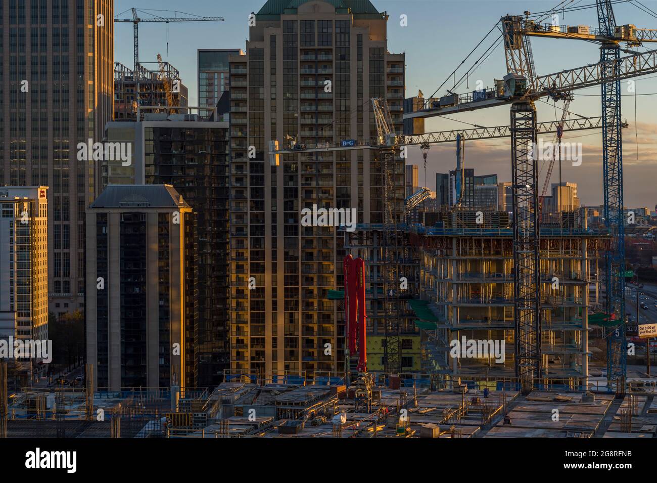 Construction of High Rise Buildings in Downtown Atlanta, Stock