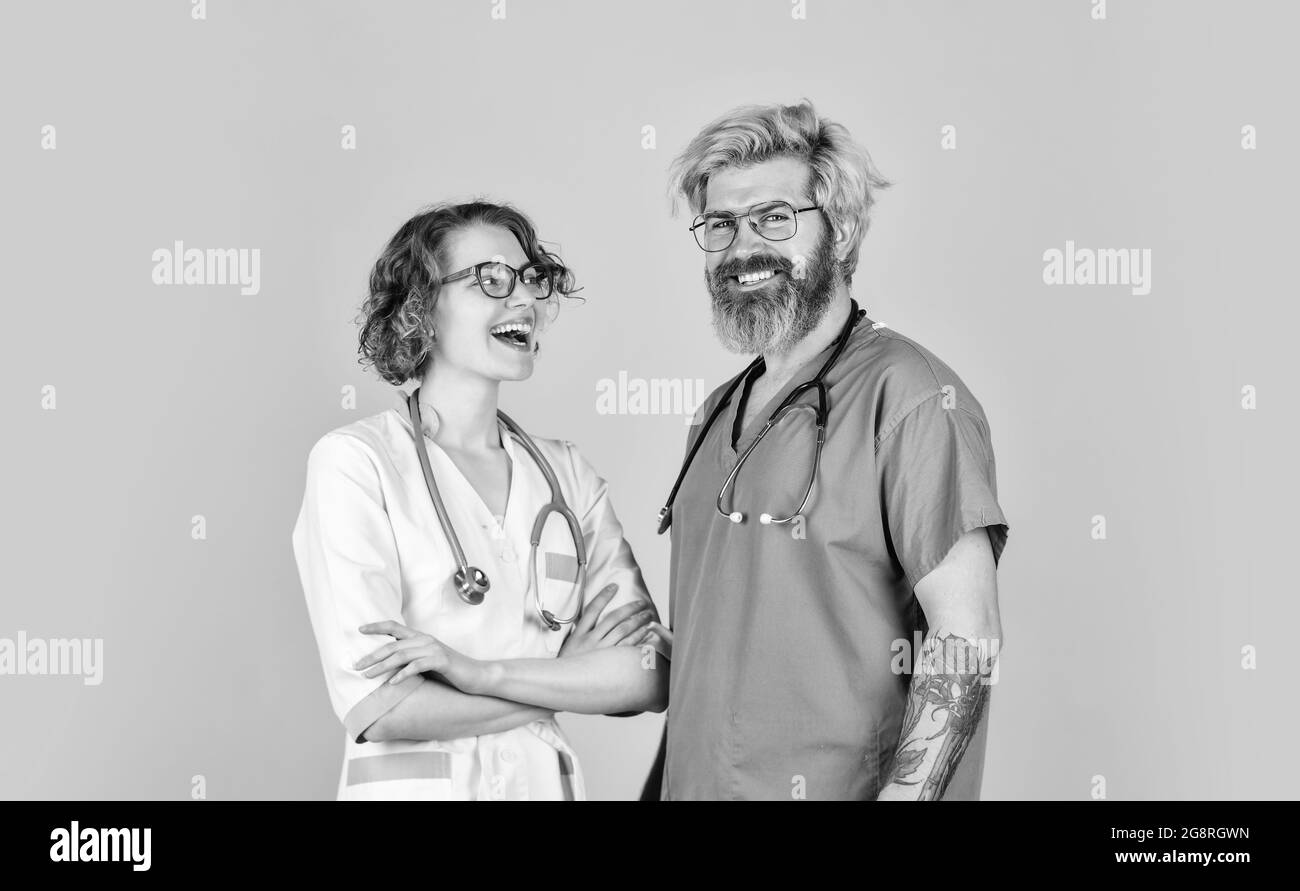 Evidence based medicine. Medical staff people. Team of doctor and nurse