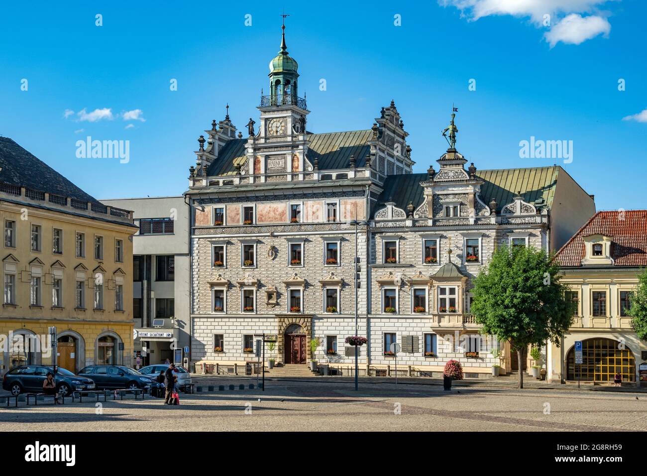 Neo-Renaissance building of Town Hall (městský úřad), Charles square (Karlovo náměstí), Kolin, Czech republic, Europe Stock Photo