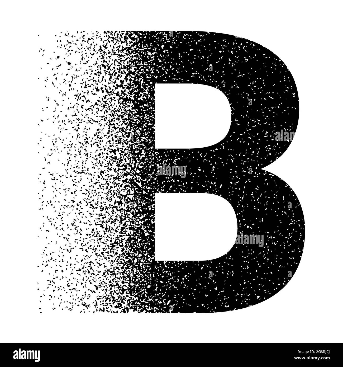 Dispersion Exploding Particles Capital Letter B Black White Stock Vector
