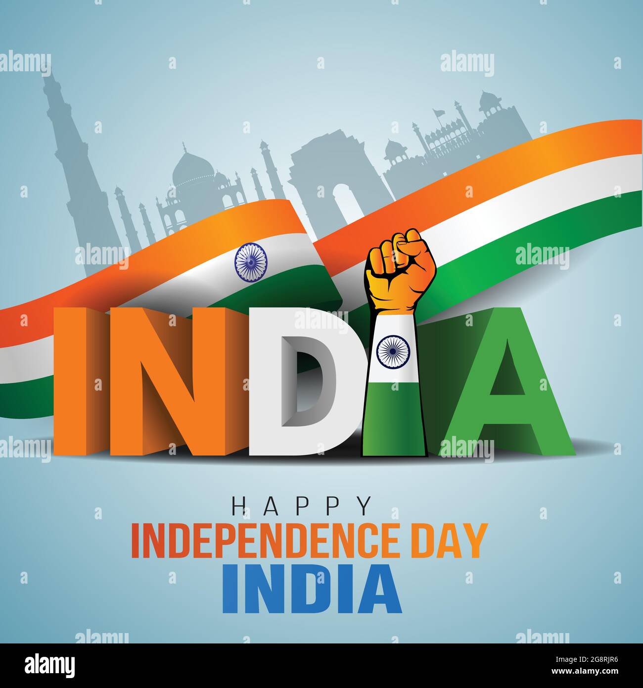happy independence day india. vector illustration of Indian flag and 3d letter. poster, banner , template design Stock Vector