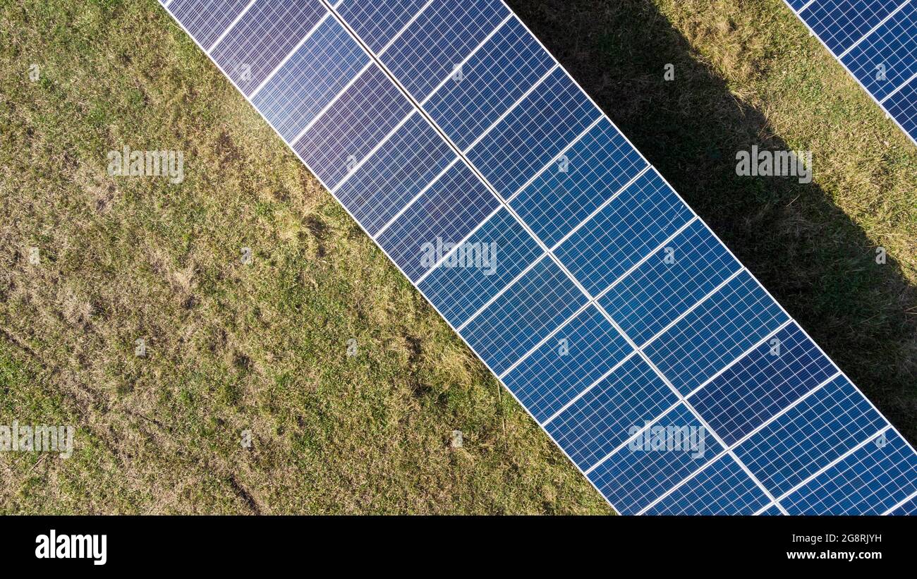 Aerial View Of Solar Panels On A Ecological Farm Electrical Innovation Nature Environment Stock Photo Alamy