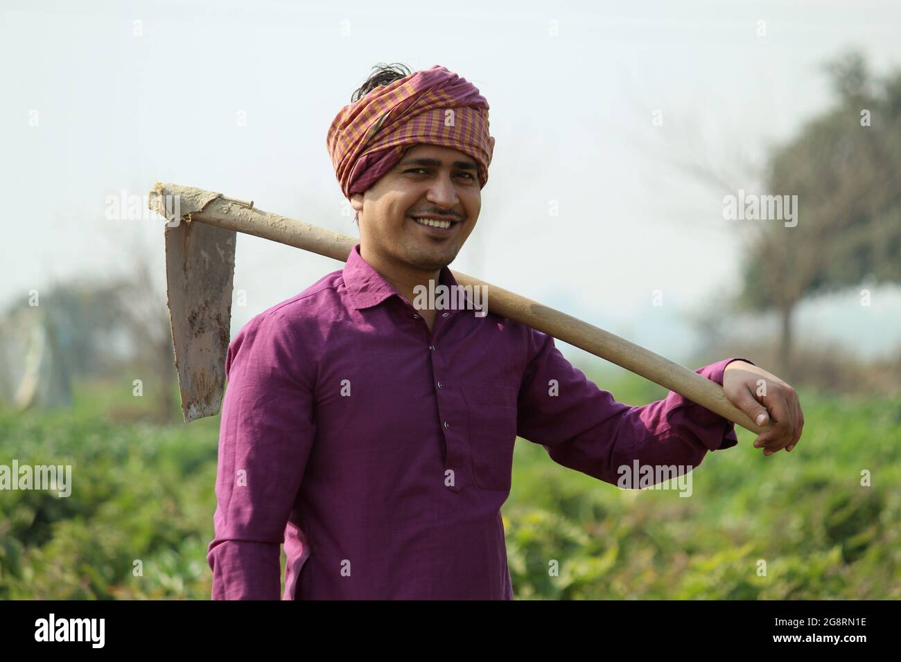 indian farmer standing agricultural field Stock Photo - Alamy