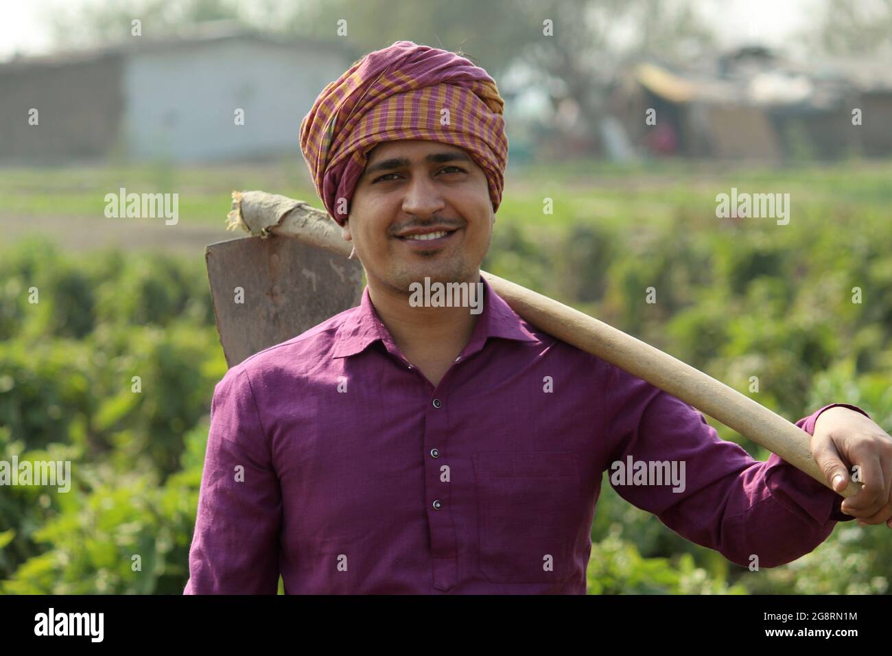 indian farmer standing agricultural field Stock Photo - Alamy