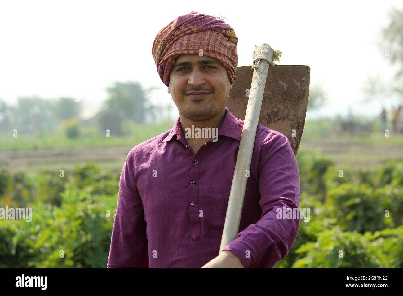 indian farmer standing agricultural field Stock Photo - Alamy