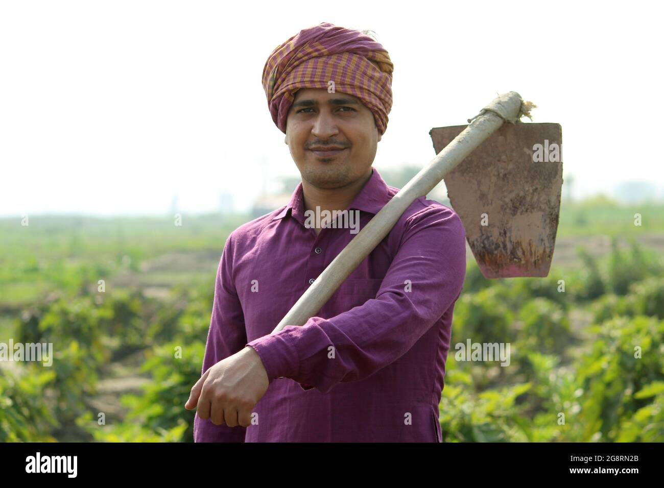 indian farmer standing agricultural field Stock Photo - Alamy