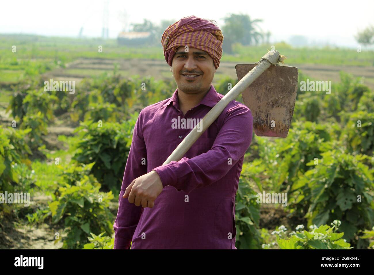 indian farmer standing agricultural field Stock Photo - Alamy