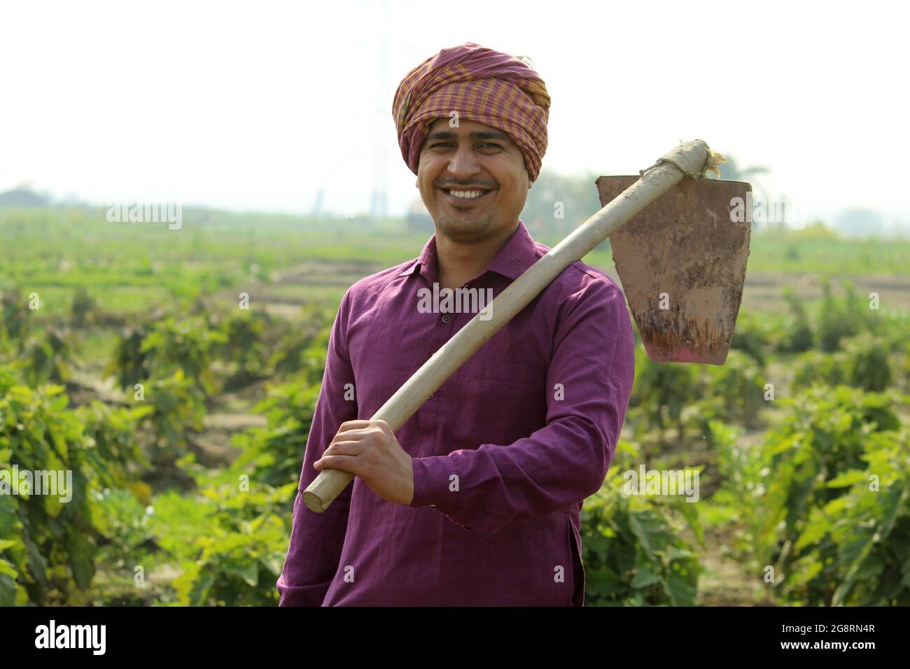indian farmer standing agricultural field Stock Photo - Alamy