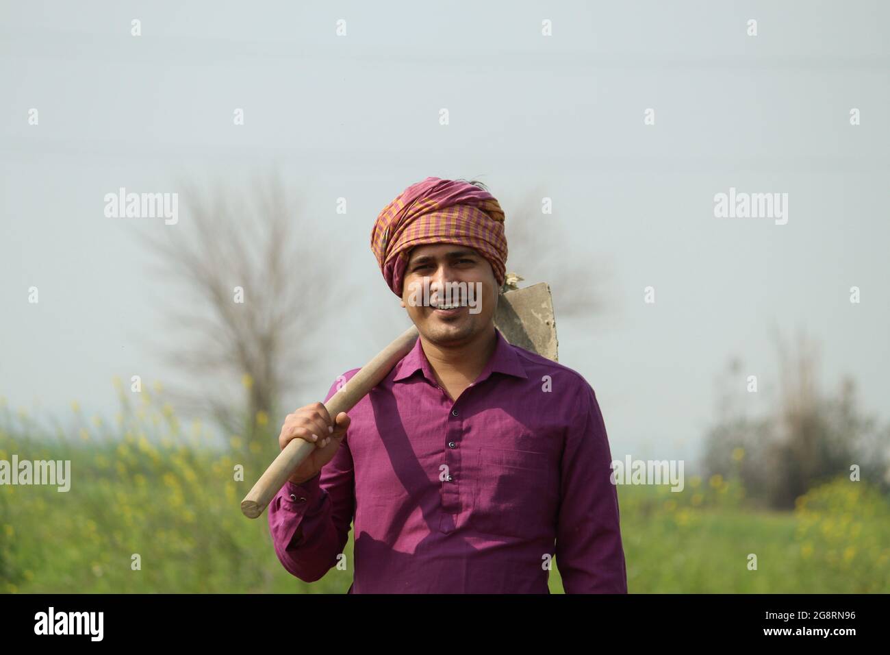 indian farmer standing agricultural field Stock Photo - Alamy