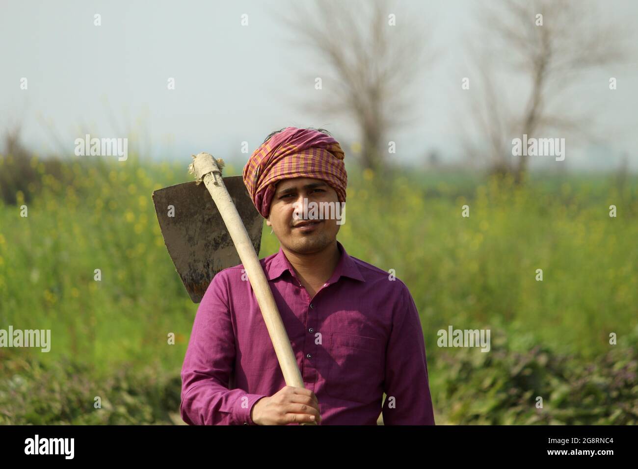 indian farmer standing agricultural field Stock Photo - Alamy