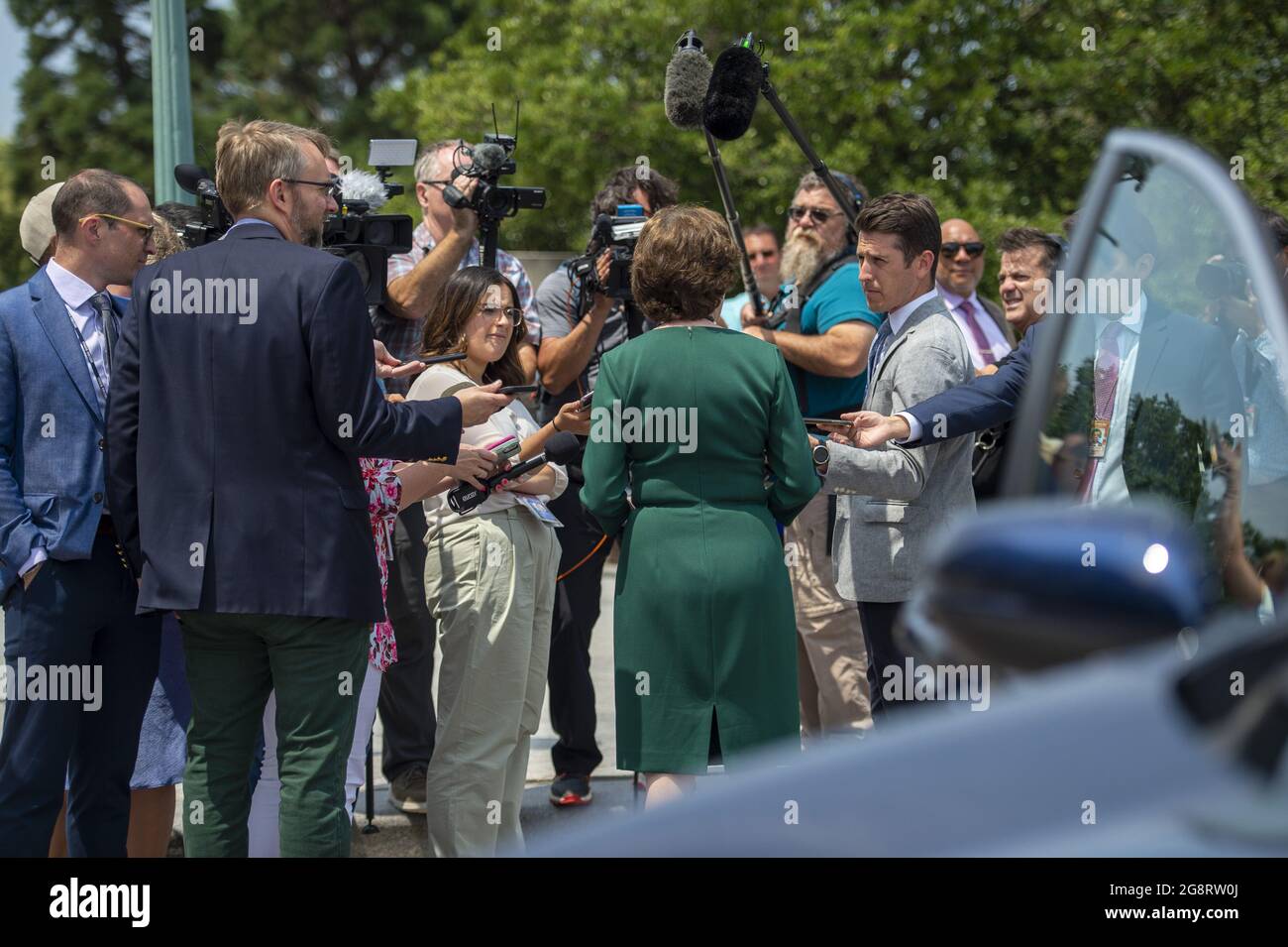 Washington, United States. 22nd July, 2021. Sen. Susan Collins, R-Maine, speaks to reporters after voting in the Senate chambers at the US Capitol on Thursday, July 22, 2021. Photo by Bonnie Cash/UPI Credit: UPI/Alamy Live News Stock Photo
