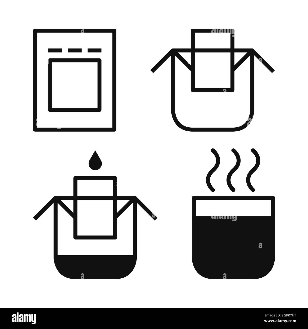 Drip bag coffee brewing instruction icons set Stock Vector Image & Art -  Alamy