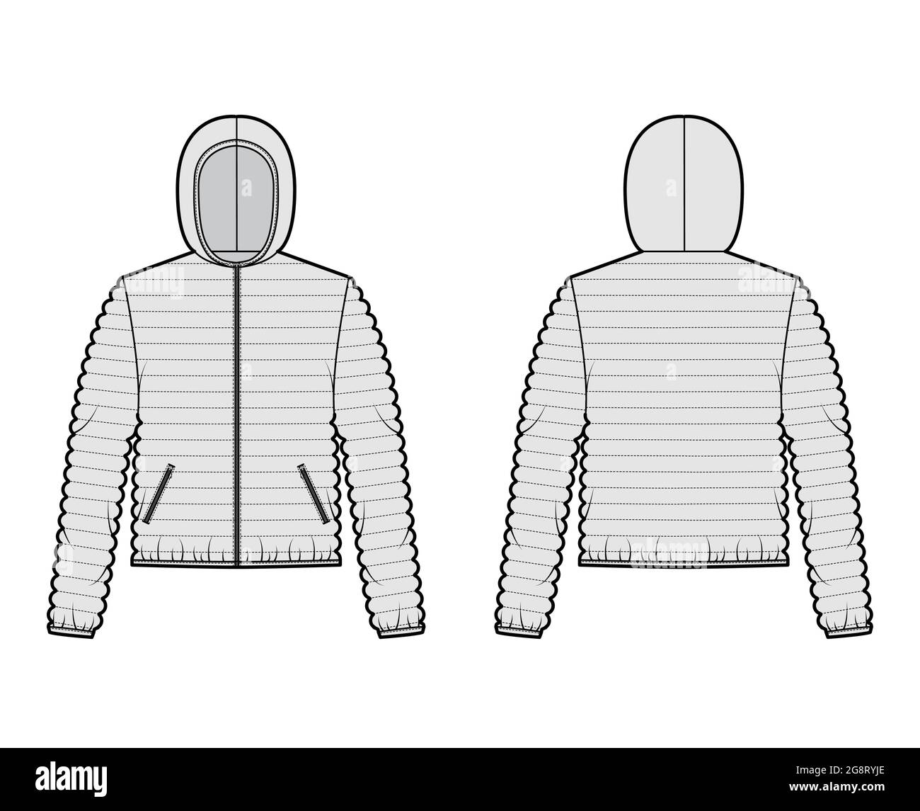 Puffer Jacket Fashion Flat Technical Drawing | lupon.gov.ph