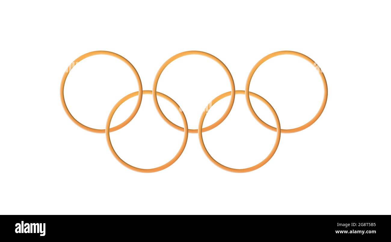 An Olympic rings Isolated On White Background. Winter Sports and Olympics Concept Stock Photo