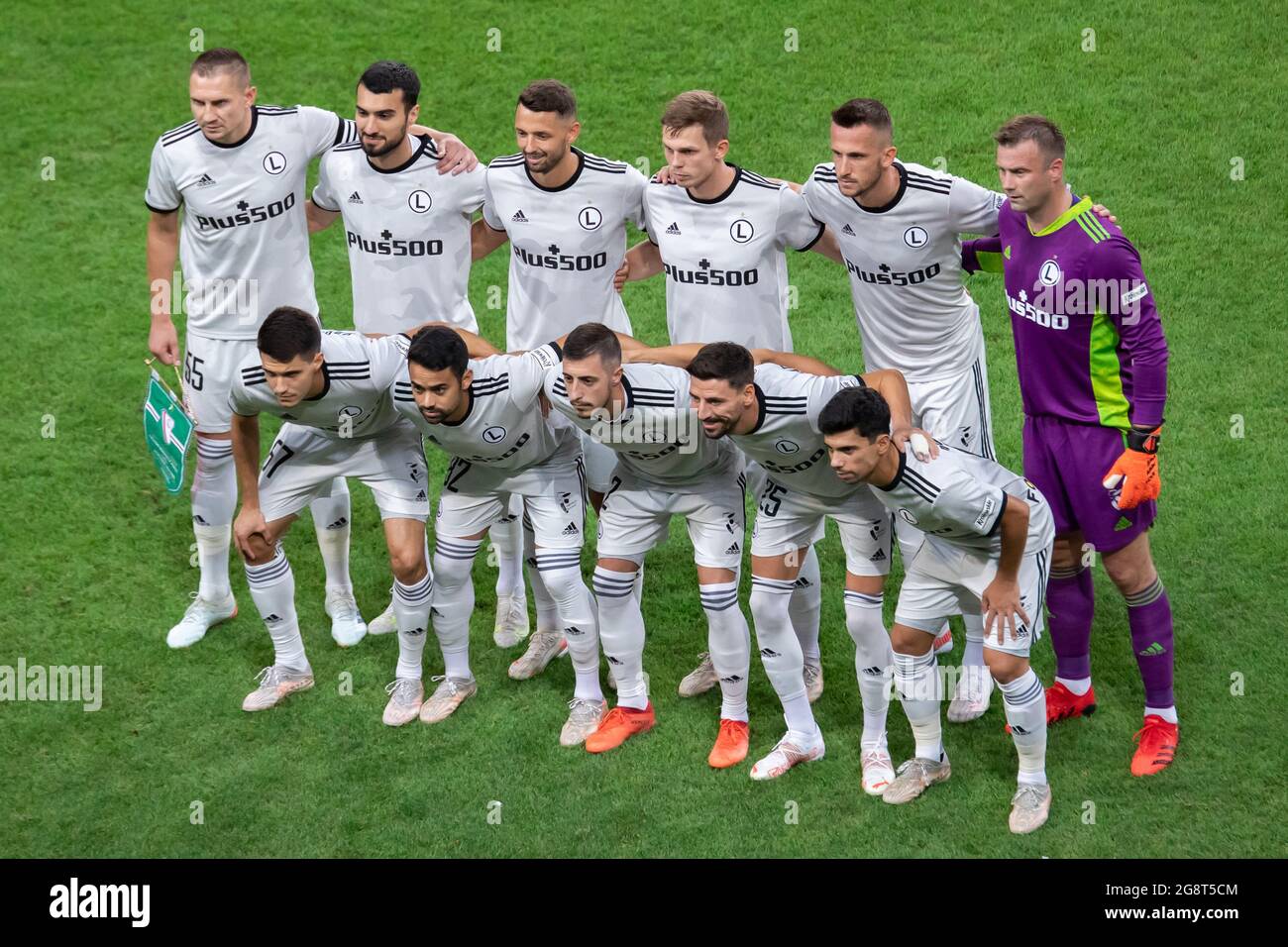 Warsaw, Poland. 21st July, 2021. Team Legia Warszawa pose for a photo during the UEFA Champions League Second Qualifying Round match between Legia Warszawa and FC Flora Tallinn at Marshal Jozef Pilsudski Legia Warsaw Municipal Stadium. (Final score; Legia Warszawa 2:1 FC Flora Tallinn) (Photo by Mikolaj Barbanell/SOPA Images/Sipa USA) Credit: Sipa USA/Alamy Live News Stock Photo