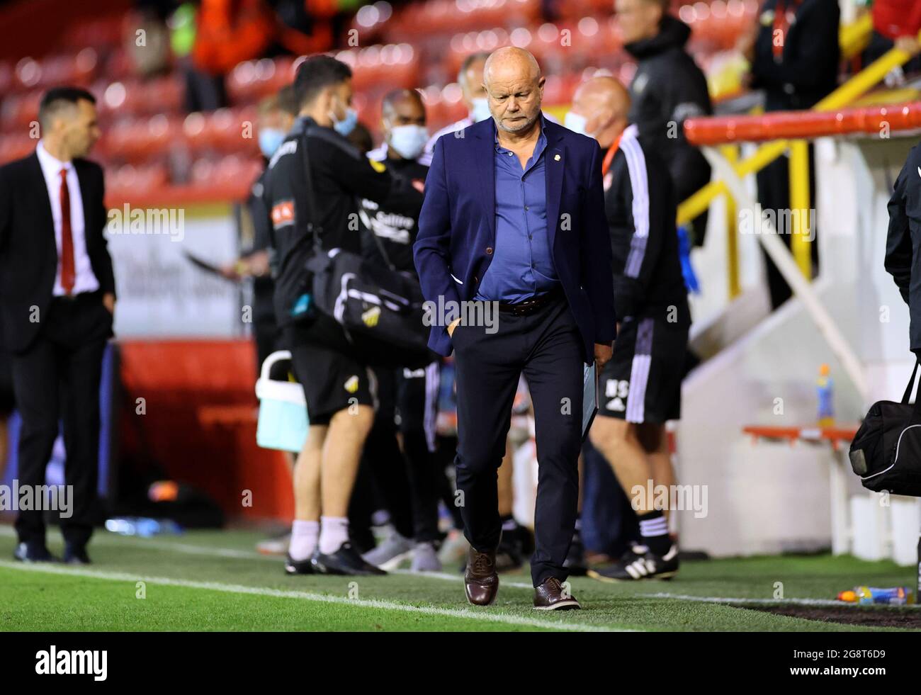 BK Hacken manager Per-Mathias Hogmo at the end of the UEFA Europa  Conference League second qualifying round, first leg match at Pittodrie  Stadium, Aberdeen. Picture date: Thursday July 22, 2021 Stock Photo -