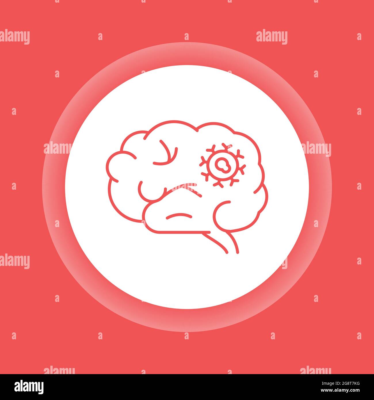 Brain cancer color button icon. Malignant neoplasm. Oncology.Pictogram ...